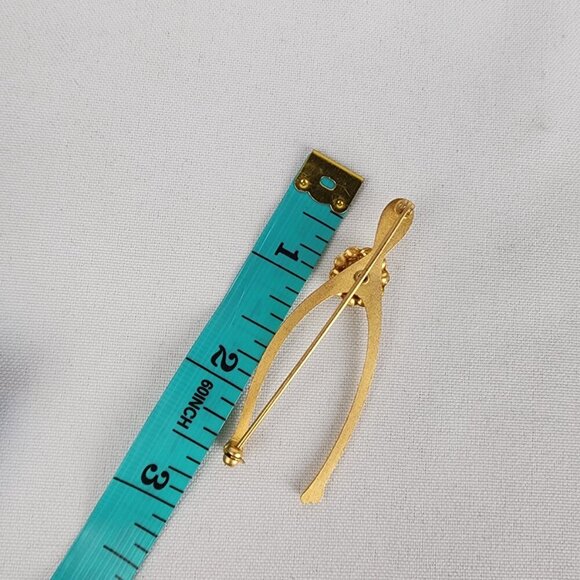 Vintage Lion's Club Rhinestone Wishbone Brooch - Picture 4 of 4